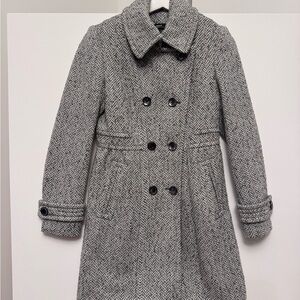 Mexx Black and White Herringbone Trench Coat